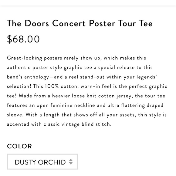 The Doors Graphic Concert Tee Sacto Memorial Auditorium, Dusty Orchid & Orange - Picture 7 of 10